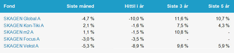 Avkastningstall i våre aksjefond pr 30.06.2016