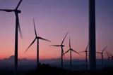 Wind turbines at sunset