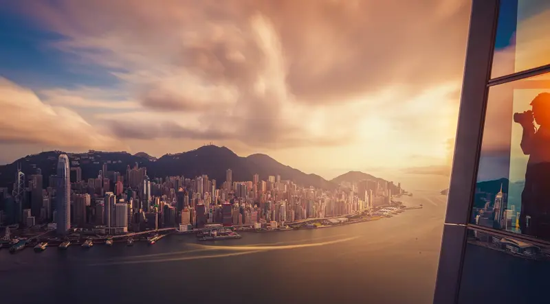 View of skyscrapers in Hong Kong, China