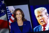 En bild på Kamala Harris och Donald Trump.