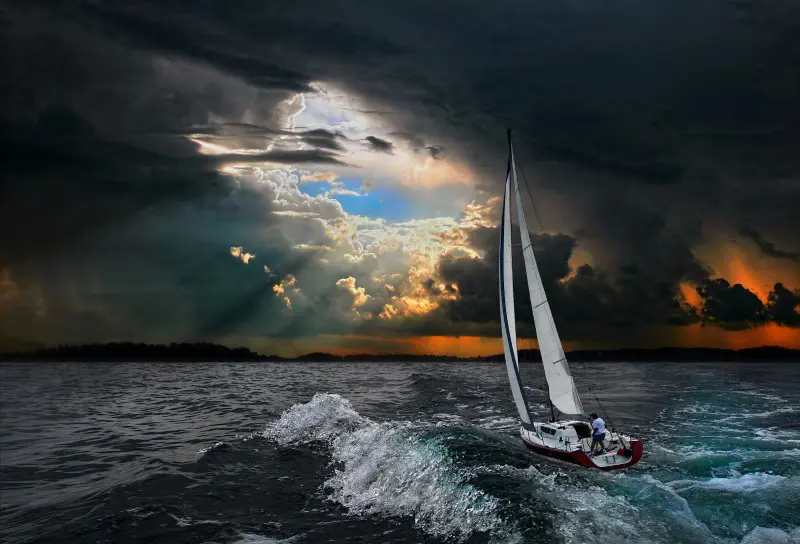 Sailboat in a storm